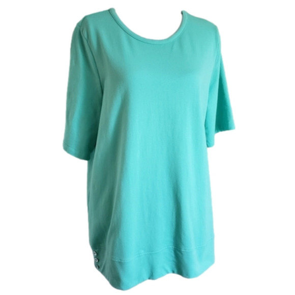 SPORT SAVVY FRENCH TERRY TOP AQUA SZ L - Picture 3 of 8